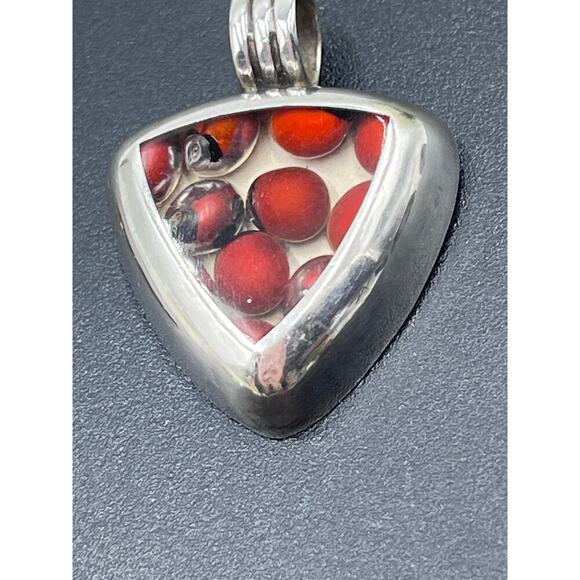 Vintage 950 Sterling Silver Protection Peruvian Huayruro Seeds Pendant - Picture 6 of 8